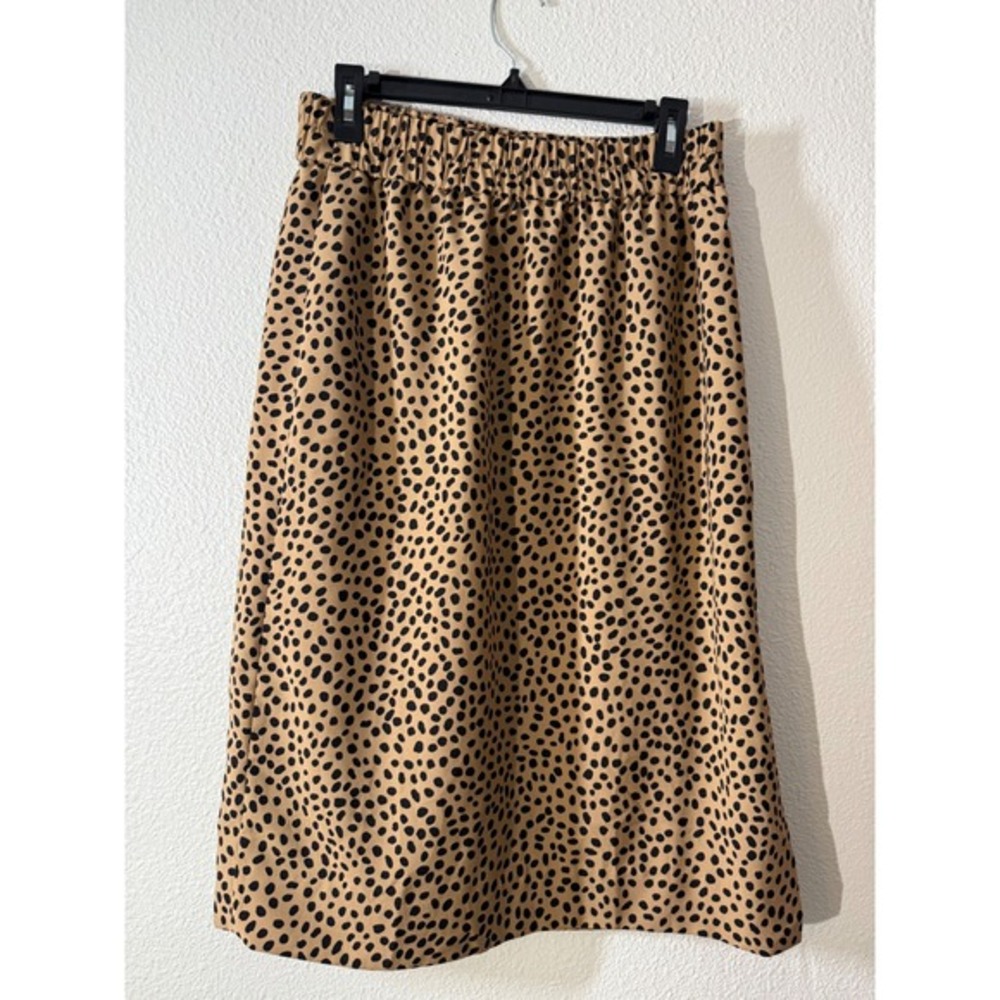 J.Crew Cheetah Print Midi Skirt Elastic Waist Slit Size S ALINE Cute